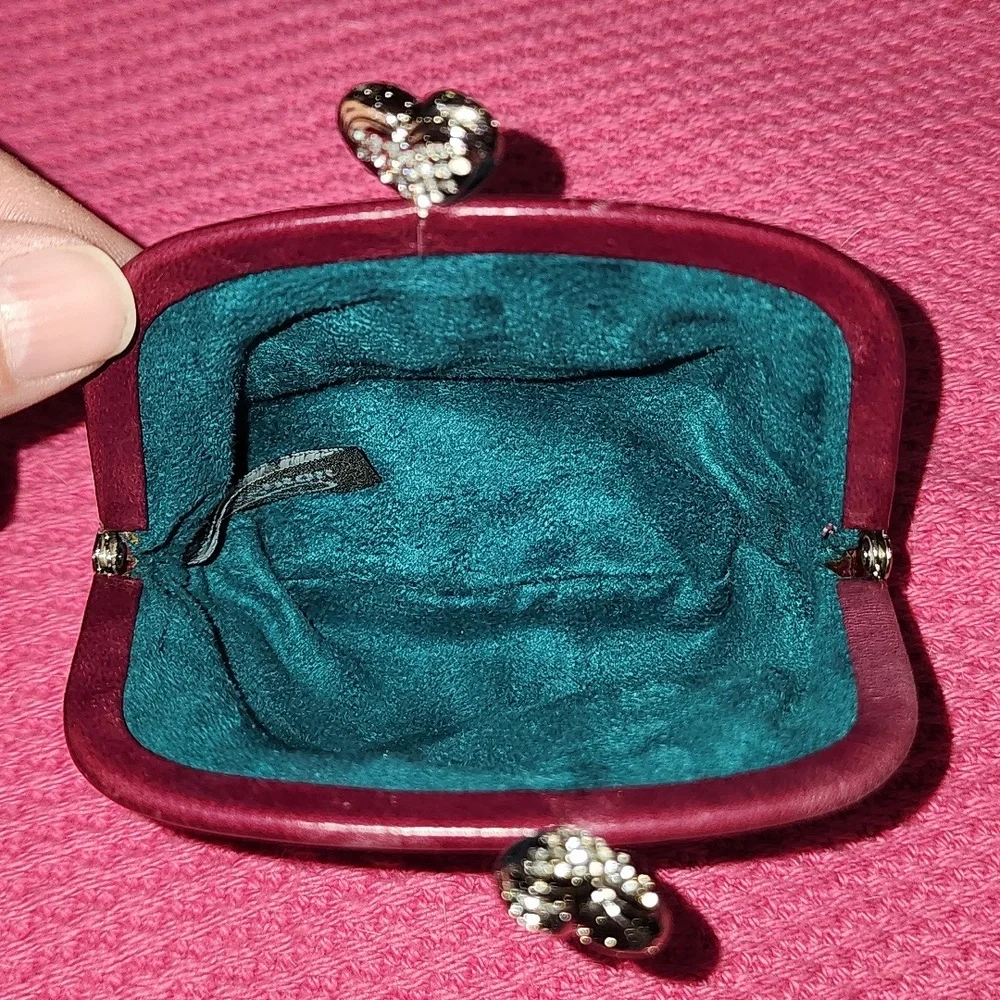 Brighton Crystal Kiss Lock Burgundy Croc Embossed Patent Leather Coin Purse